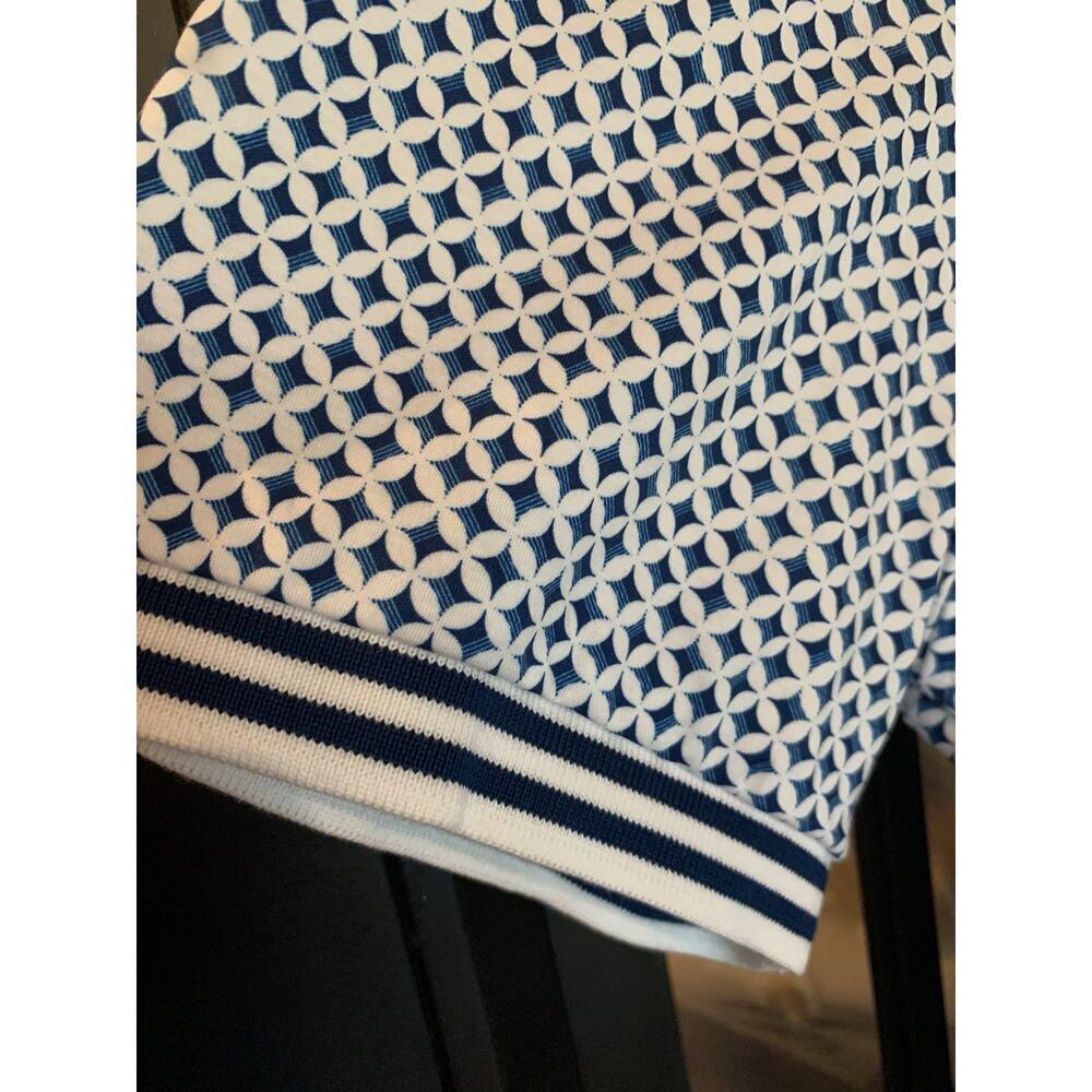 NWT Murano Liquid Luxury Mens Slim Fit Cotton Polo Blue White XL - Picture 4 of 9